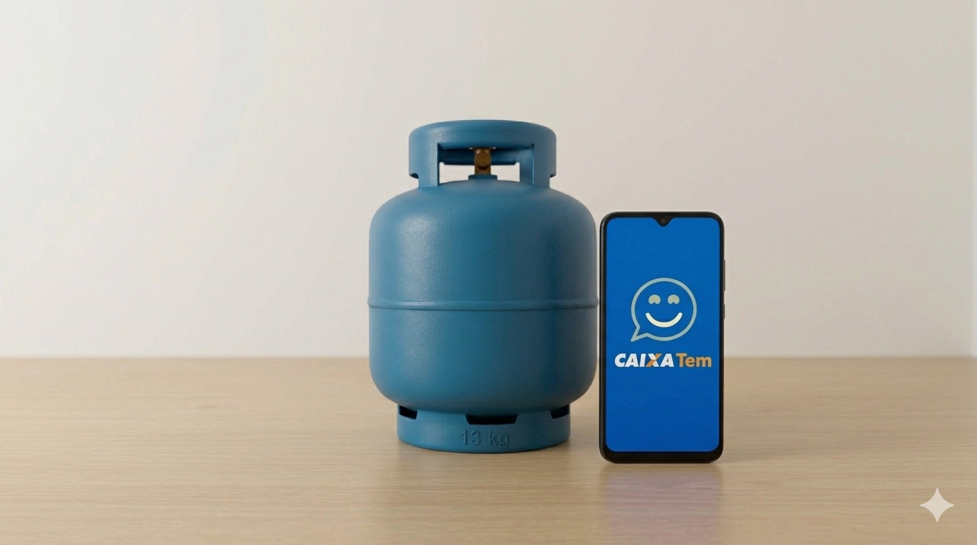 Botijao de gas ao lado de um celular